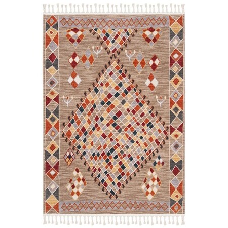 Safavieh 8 x 10 ft. Farmhouse 852E Power Loomed Rectangle Area Rug Taupe & Navy FMH852E-8